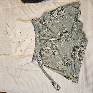 Floral Skirt and White Top Set